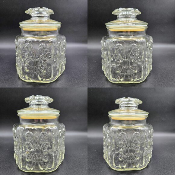 Vintage LE Smith Clear Glass Canister Atterbury Scroll Candy Cookie Jar Read - Picture 14 of 14